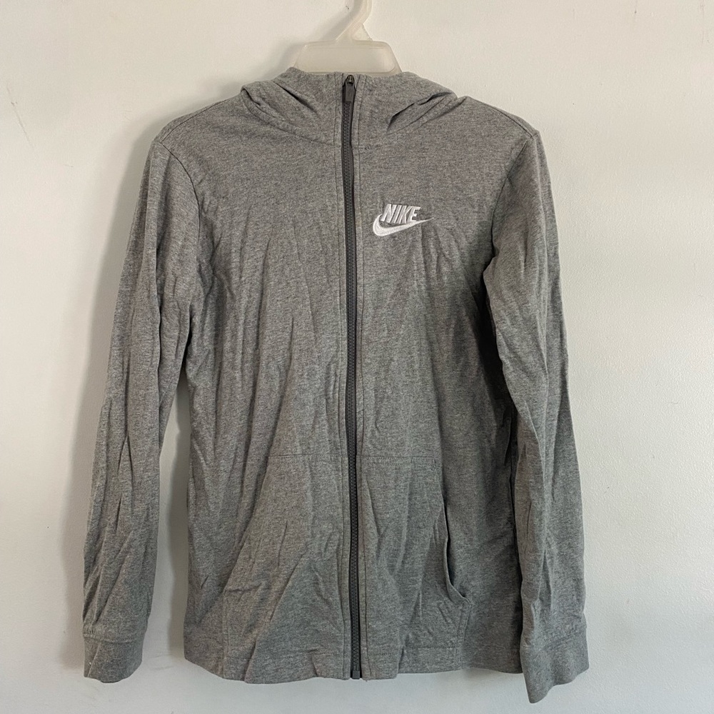 Nike zip up, size youth XL, light gray